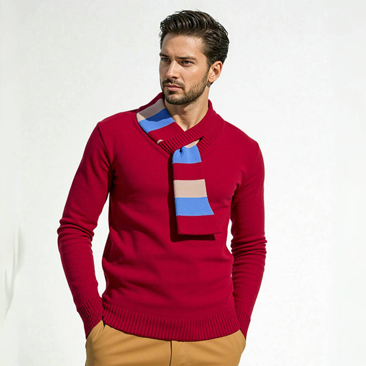 Herren eleganter Pullover mit modernem V-Ausschnitt und feinen Rippdetails Drune