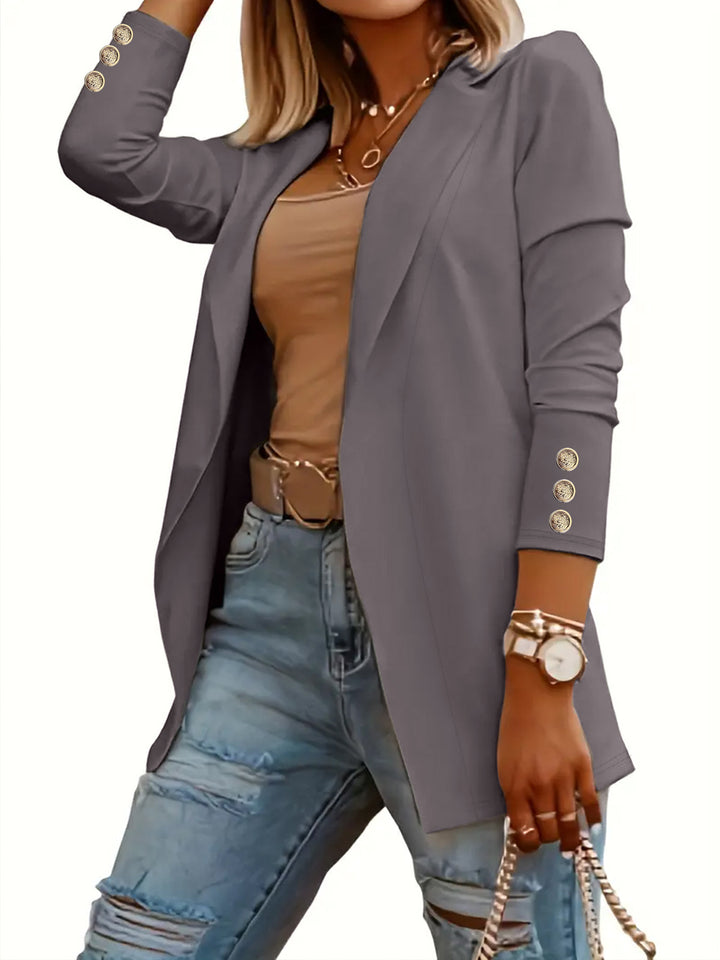 Damen Eleganter Blazer mit glamourösen Knöpfen und taillierter Passform Drune