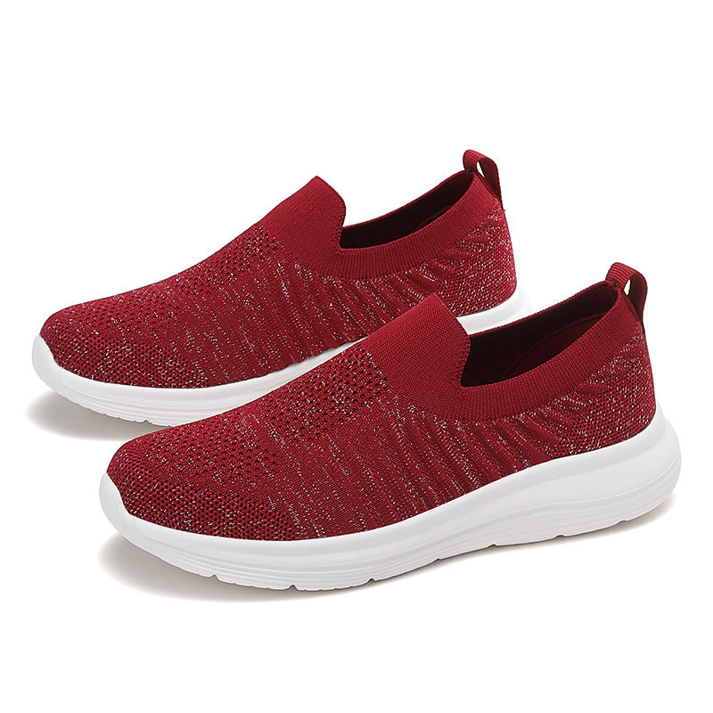 Damen nan atmungsaktiver Strick-Slipper mit viskoelastischer Innensohle und flexibler Gummilaufsohle Drune