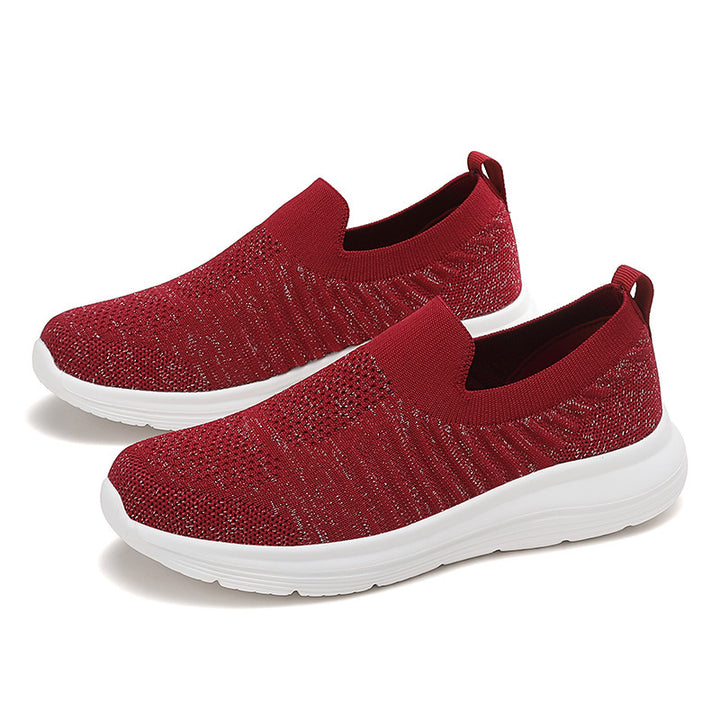 Damen nan atmungsaktiver Strick-Slipper mit viskoelastischer Innensohle und flexibler Gummilaufsohle Drune