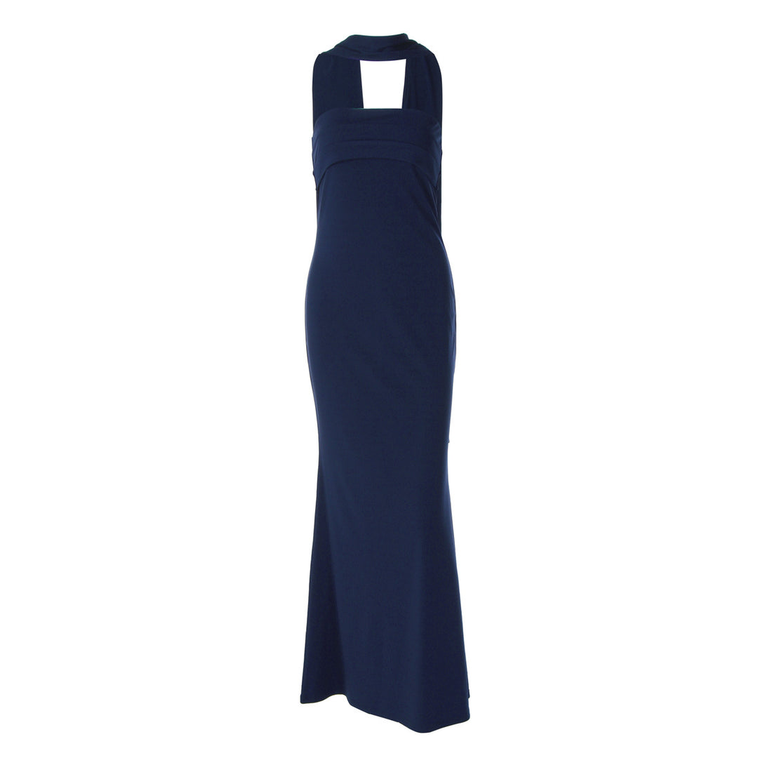 Damen Elegantes Langarm-Maxikleid mit transparenten Details Drune