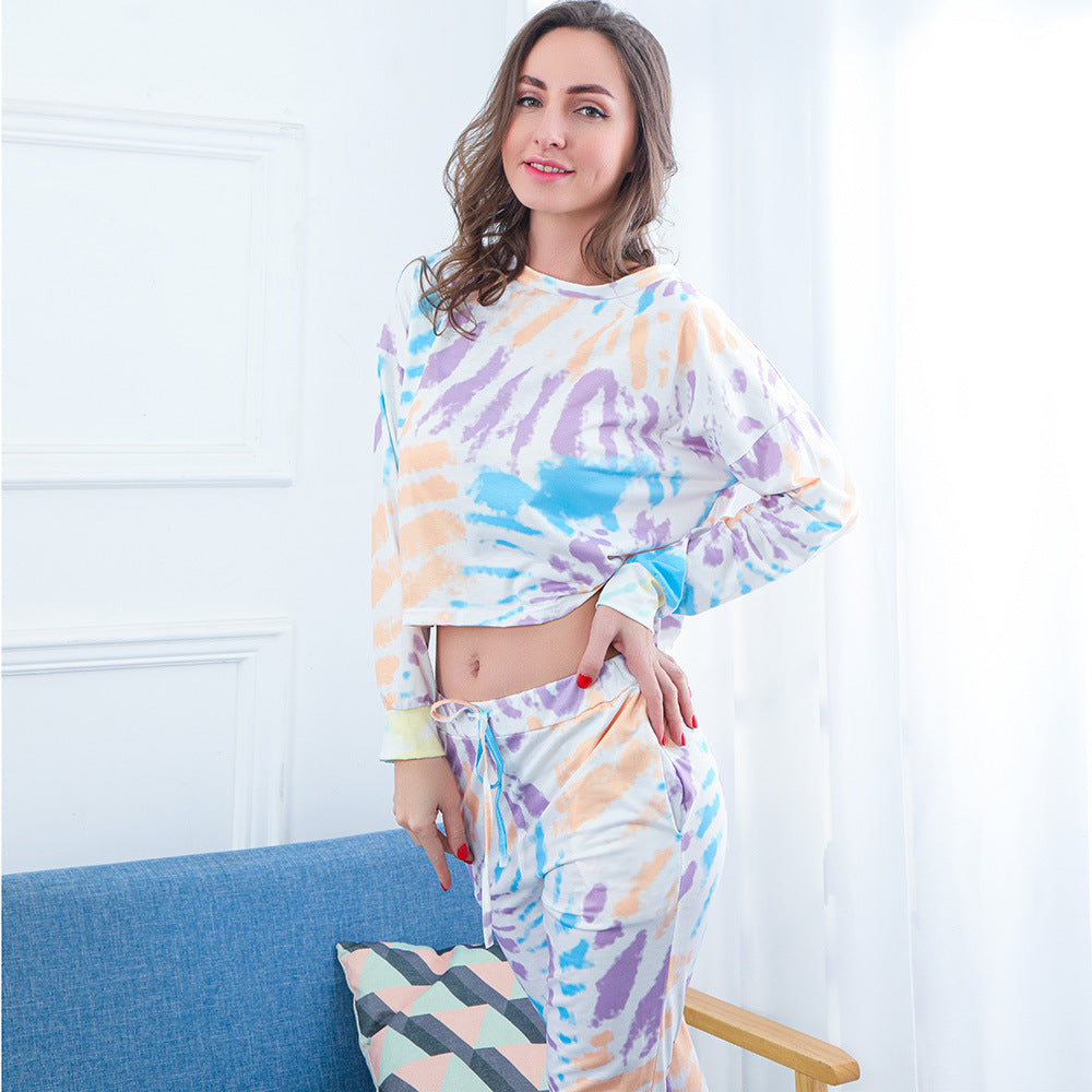 Damen luftiges Lounge-Set mit lässigem Tie-Dye-Muster Drune