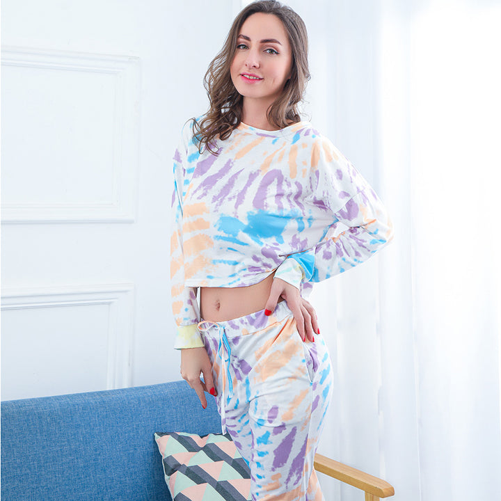 Damen luftiges Lounge-Set mit lässigem Tie-Dye-Muster Drune