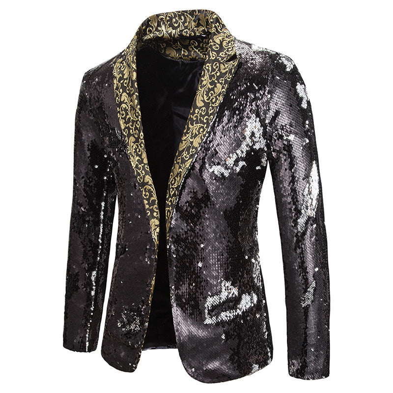 Herren extravagante Pailletten-Blazerjacke Drune