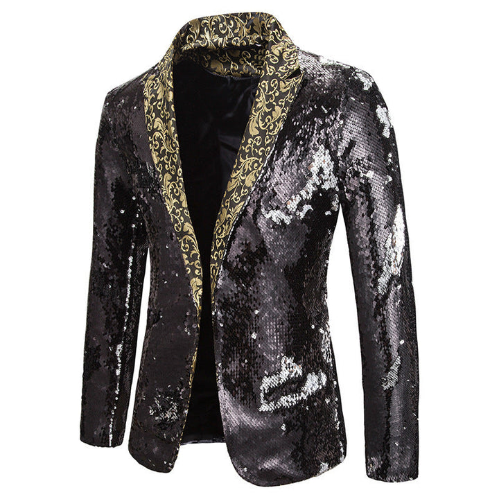 Herren extravagante Pailletten-Blazerjacke Drune