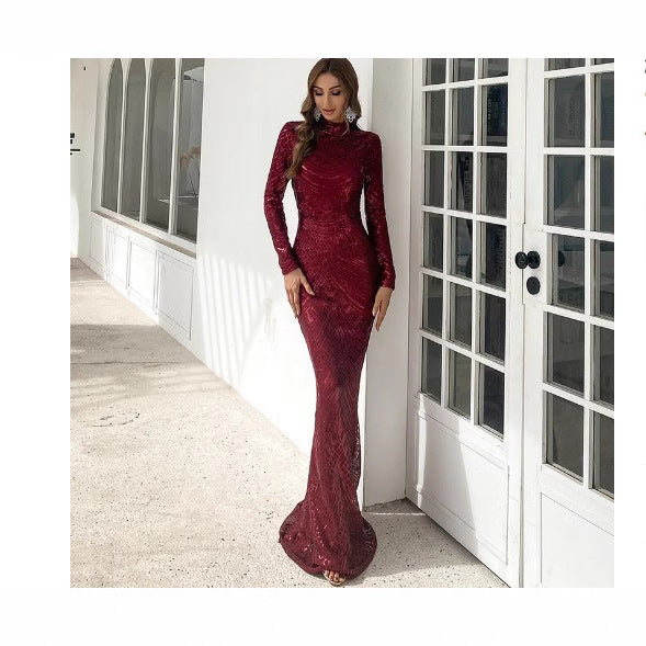 Damen Funkelndes Abendkleid mit langen Ärmeln und raffinierter Cut-Out-Optik Drune