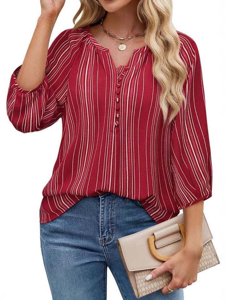 Damen elegante Tunika-Bluse mit raffinierten Streifen Drune