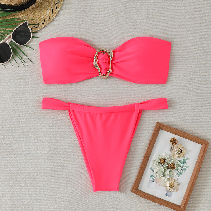 Damen Bandeau-Bikini mit hochwertigem Schnallen-Detail Drune