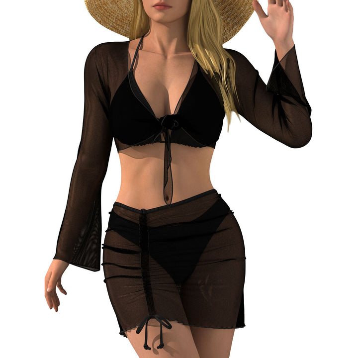 Damen Strand-Outfit mit transparenter Bluse Drune