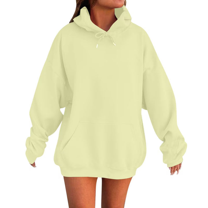 Damen nan oversized Kapuzenpulloverkleid mit Kängurutasche, verlängerter Silhouette und weichem French-Terry Drune