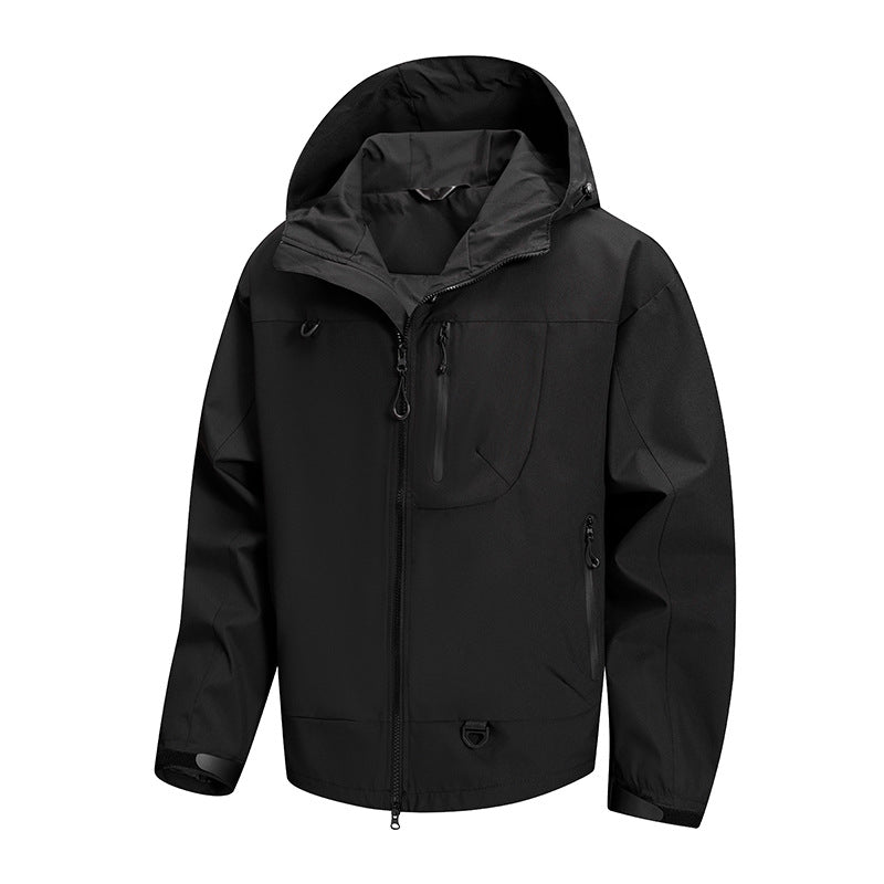 Herren technische Outdoor-Jacke mit wasserdichtem Gewebe und verstellbarem Kapuzensystem Drune