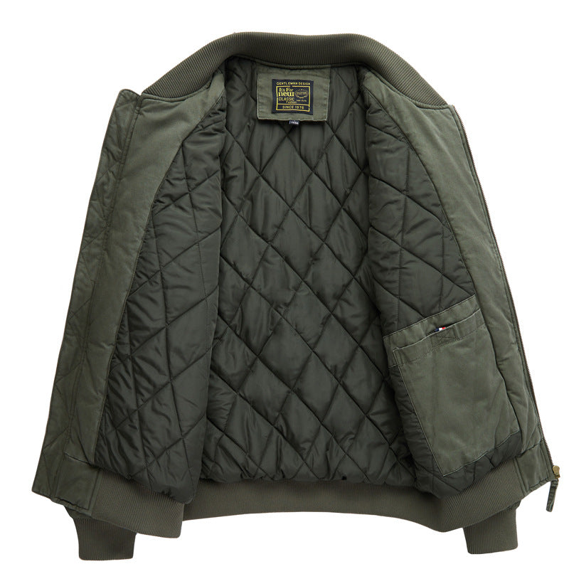 Herren  Baumwoll-Twill gepolsterte Aviator Bomber mit gestepptem Innenfutter und Ärmeltasche mit Reißverschluss Drune