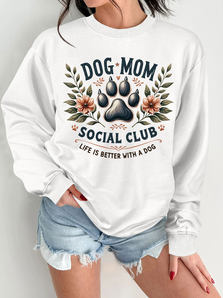 Damen Sweatshirt mit trendigem Hundemotiv und aufgepepptem Aufdruck Drune