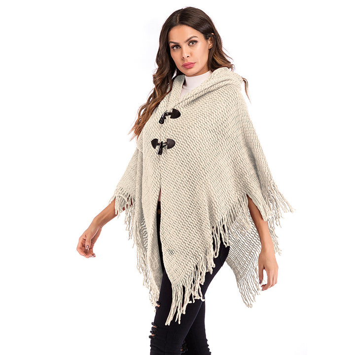Damen Oversized Poncho mit rollkragen und lässigem Karomuster Drune