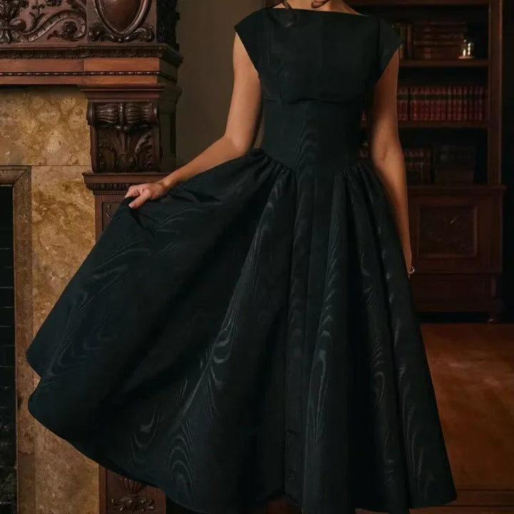 Damen Elegantes Midi-Kleid mit schwingendem Rock Drune