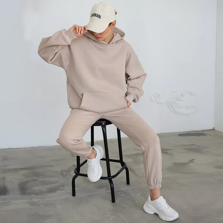 Damen entspannter Kapuzenpullover und Jogginghosen-Set Drune