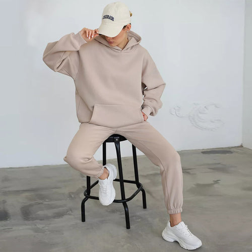 Damen entspannter Kapuzenpullover und Jogginghosen-Set Drune