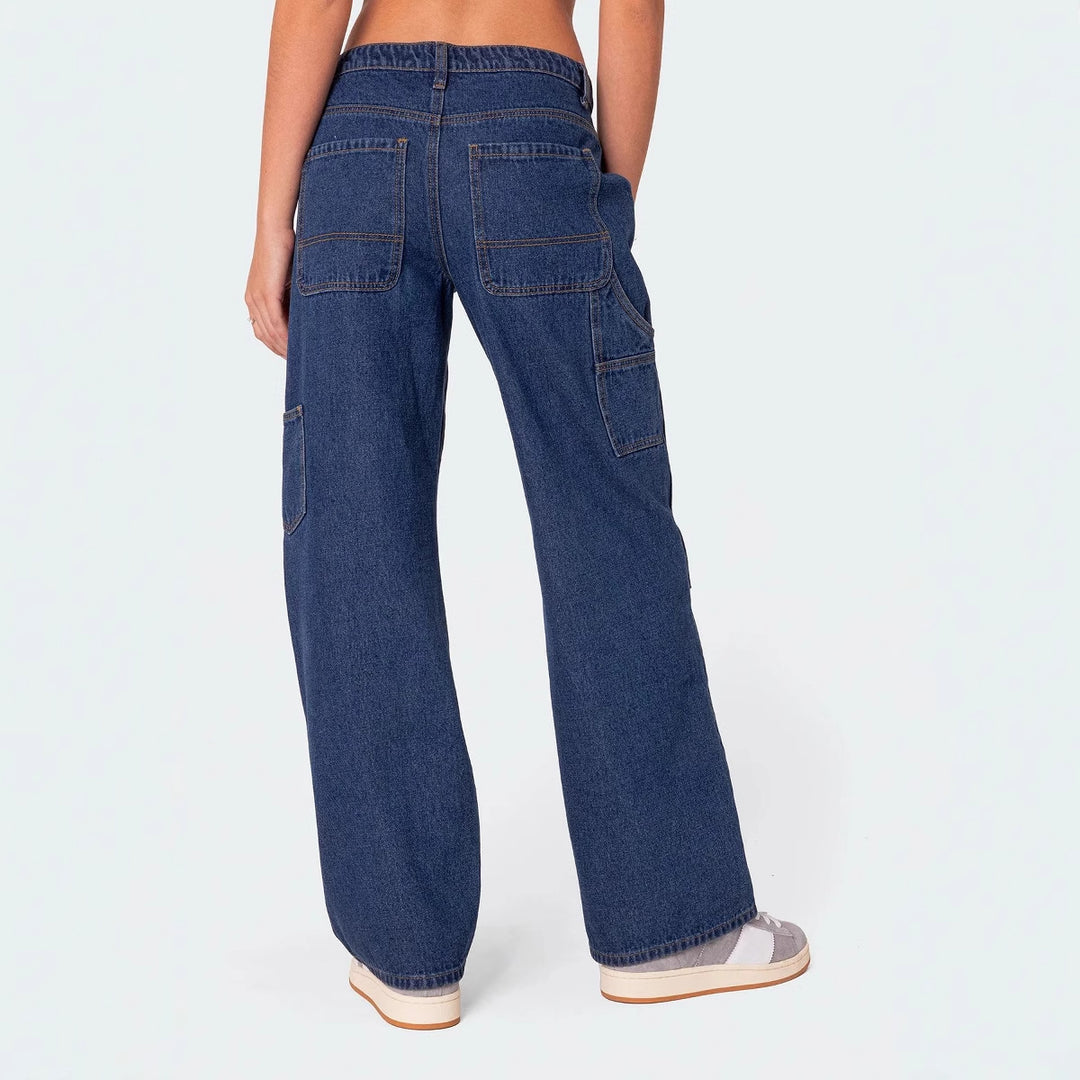 Damen weite Jeans mit praktischen Taschen Drune