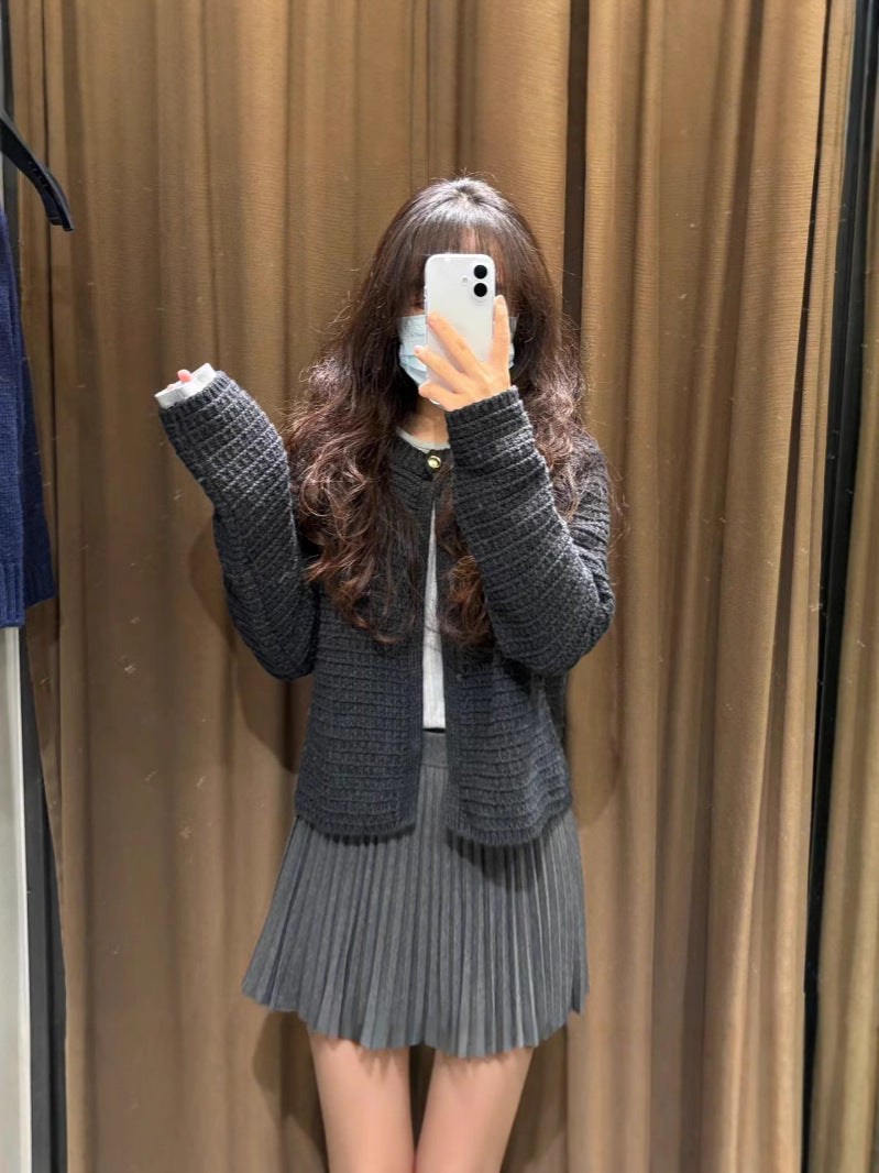 Damen modische Strickjacke mit dekorativem Knopf und elegantem Schnitt Drune