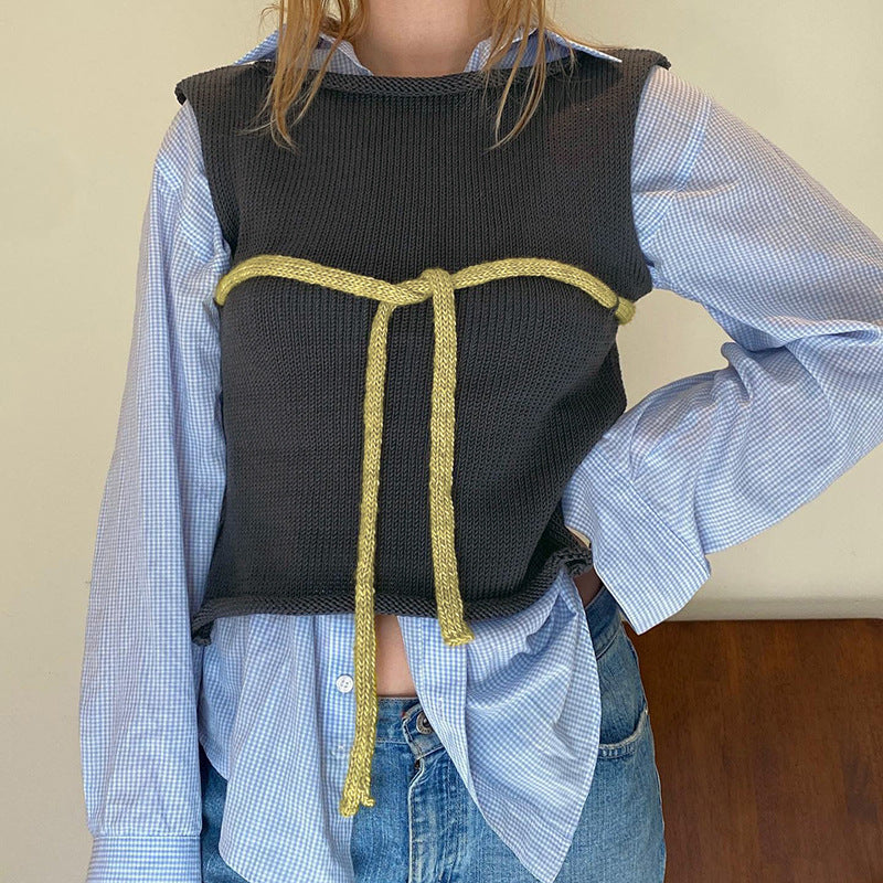 Damen Strickoberteil mit raffinierten Knoten- und Schleifendetails Drune