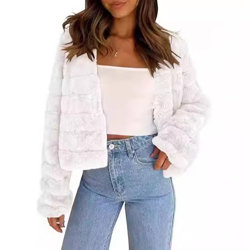 Damen Kuschelige Kurzjacke mit strukturiertem Design und weichem Innenfutter Drune