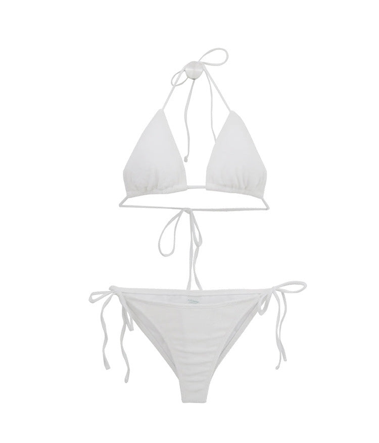 Damen Triangel-Bikini-Set mit verstellbaren Trägern und dekorativem Knoten Drune