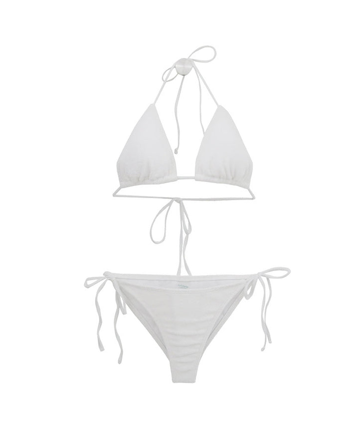Damen Triangel-Bikini-Set mit verstellbaren Trägern und dekorativem Knoten Drune