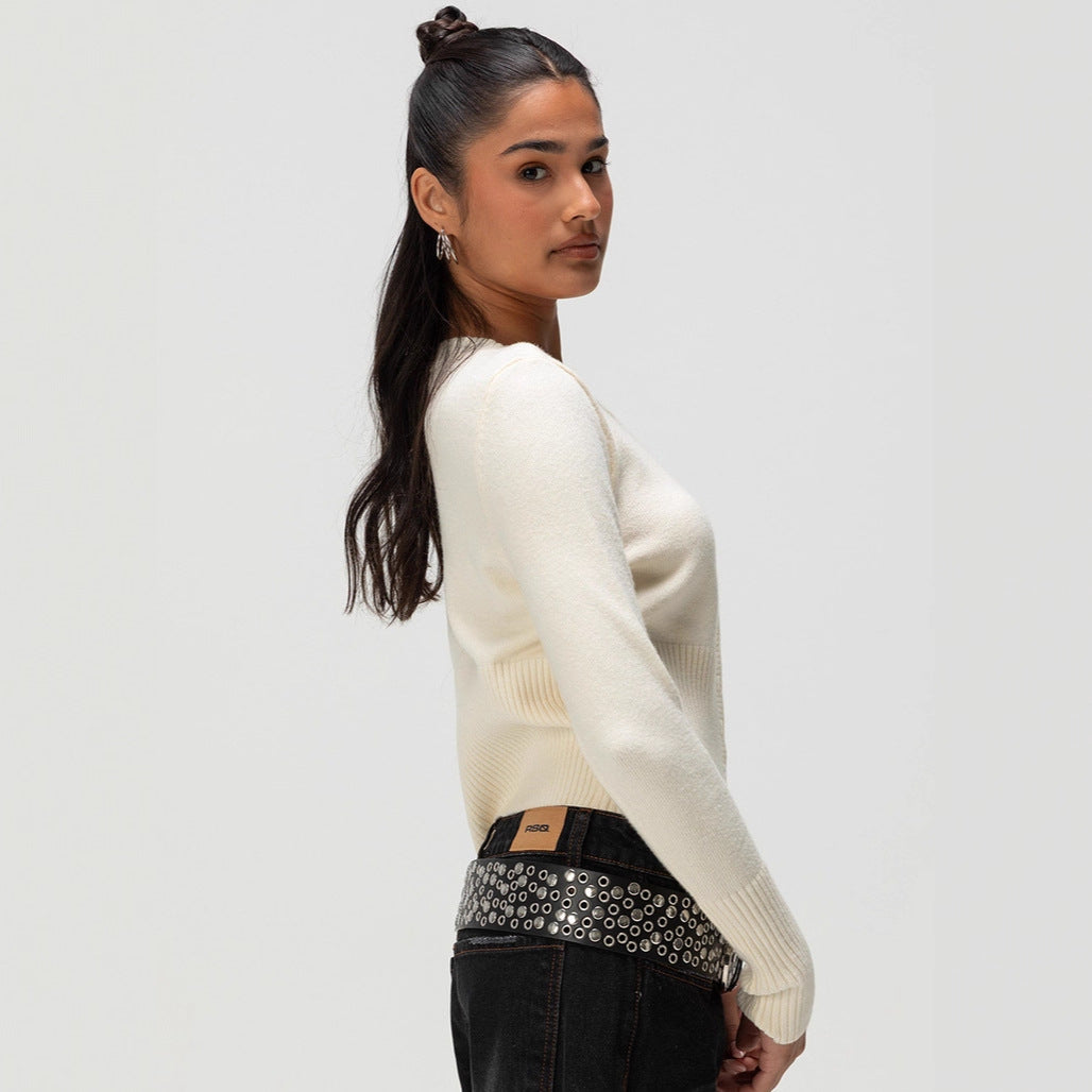 Damen Strickjacke mit kontrastierenden Knopfdetails Drune