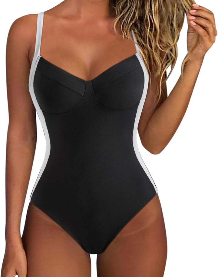 Damen Einteiliger Badeanzug mit elegantem Schnitt und verstellbaren Trägern Drune