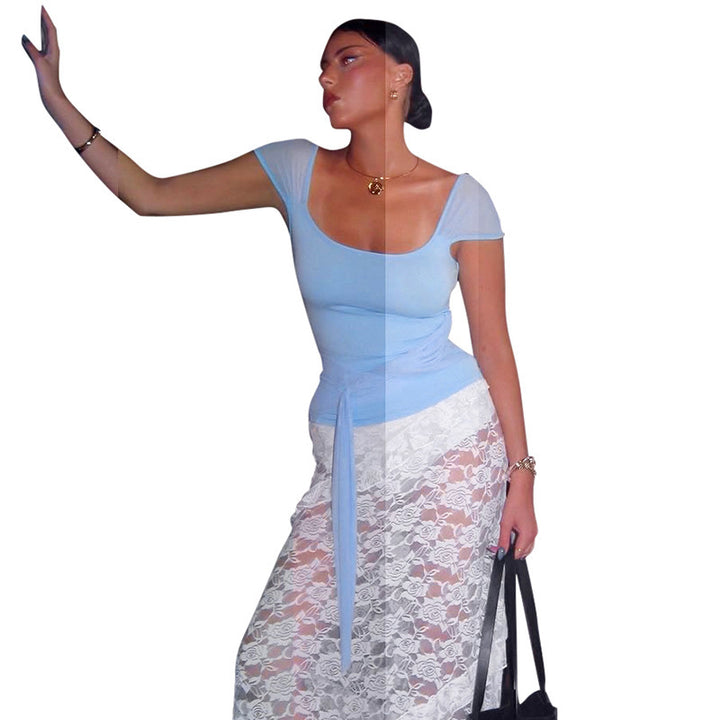 Damen figurbetontes Oberteil mit raffiniertem Wickeldesign Drune