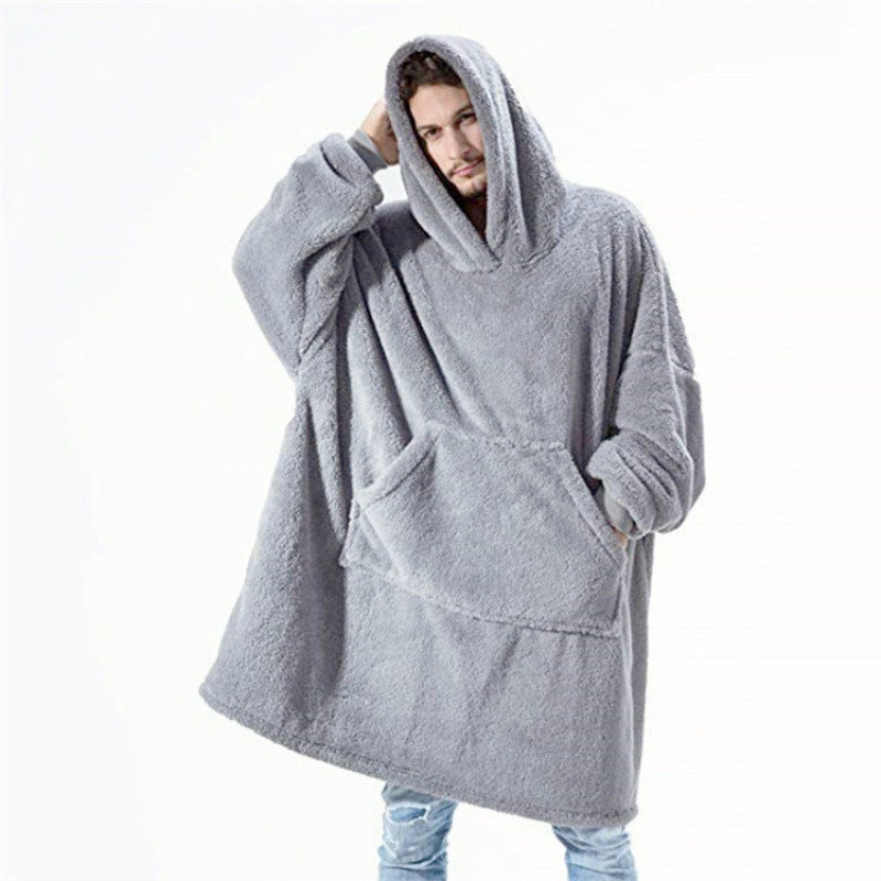 Damen oversize Fleece-Hoodie mit Kängurutasche und Kapuze Drune
