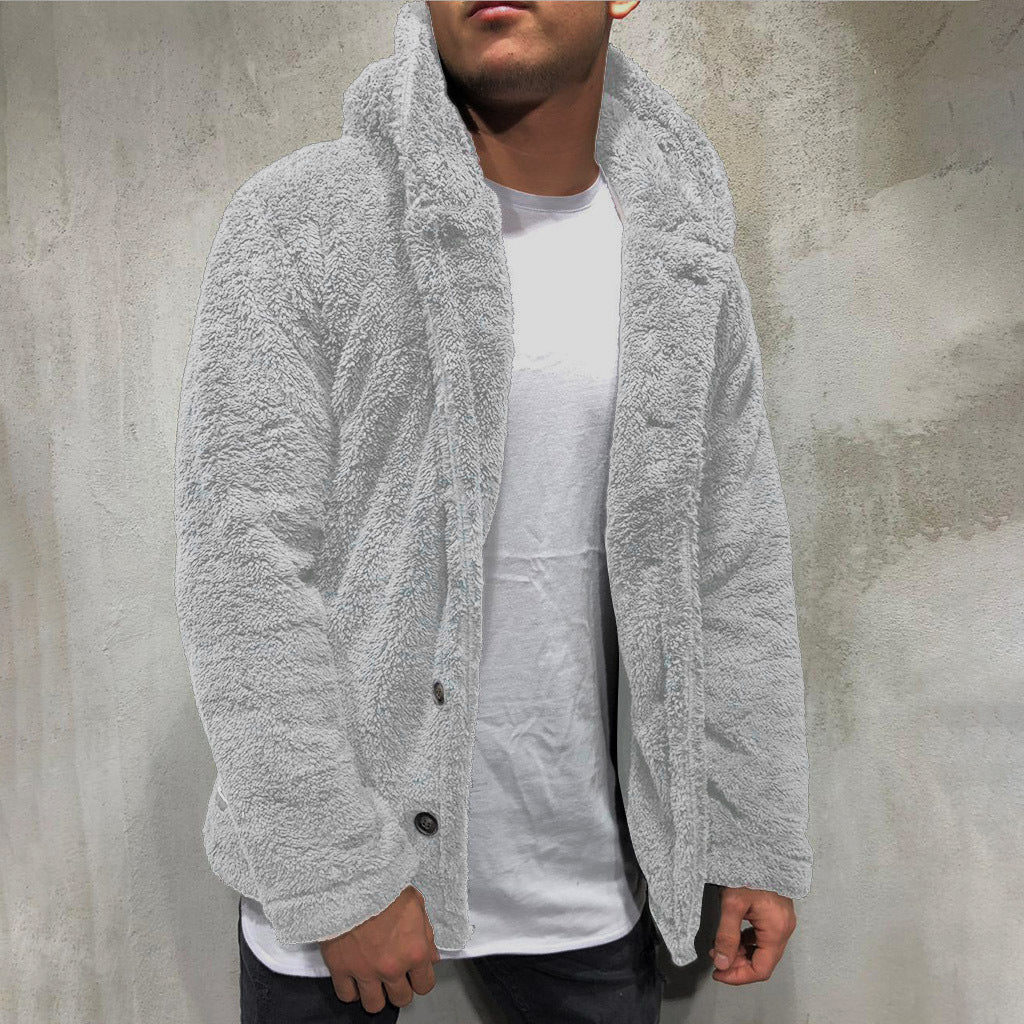 Herren Kuschelige Teddyjacke mit breitem Revers und praktischen Taschen Drune