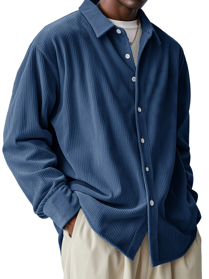 Herren nan oversized Kordhemd mit feiner Rippenstruktur und Relaxed-Fit Drune