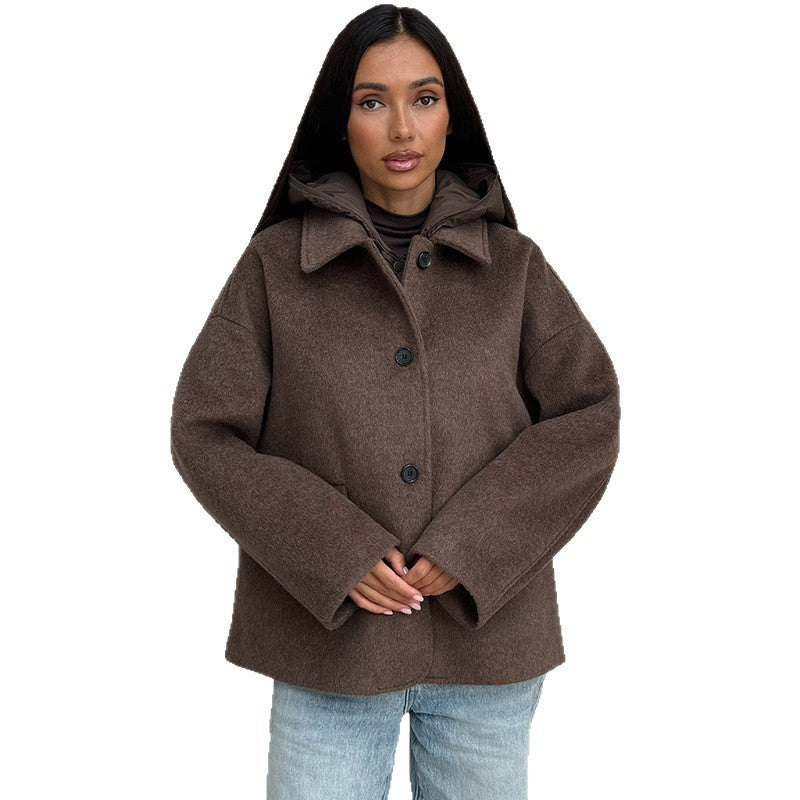 Damen Wolljacke mit modernem Kragen und Knopfverschlüssen Drune