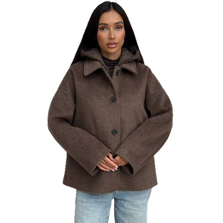 Damen Wolljacke mit modernem Kragen und Knopfverschlüssen Drune