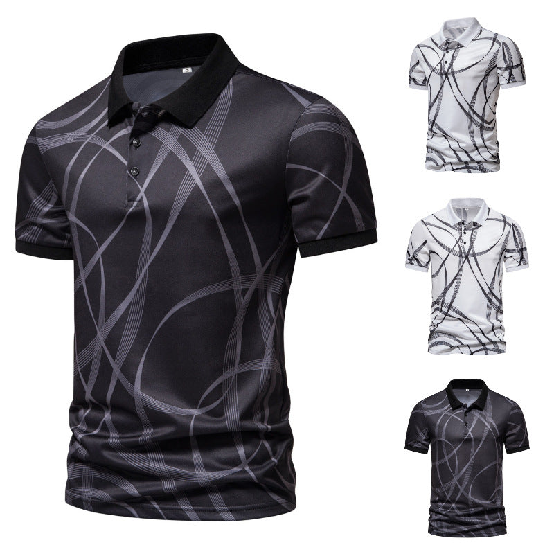 Herren Poloshirt mit modernem grafischen Muster und atmungsaktiver Textiltechnologie Drune