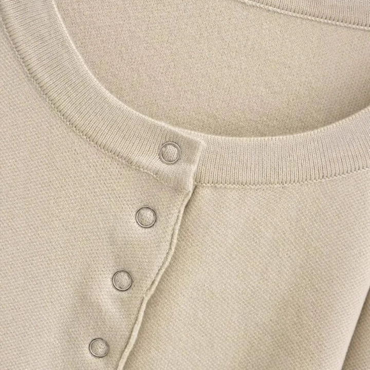Damen Lässige Strickjacke mit Knopfdetails und voluminösen Ärmeln Drune