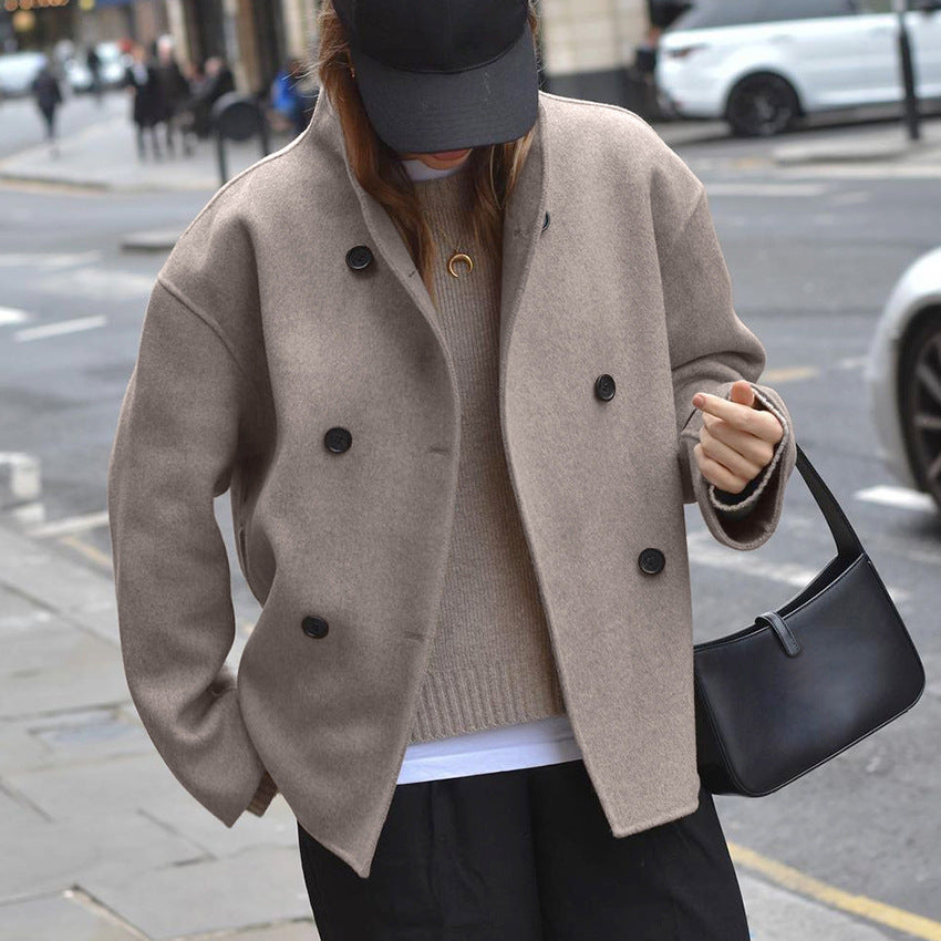 Damen Oversized Wolljacke mit doppelter Knopfleiste und lässigem Schnitt Drune
