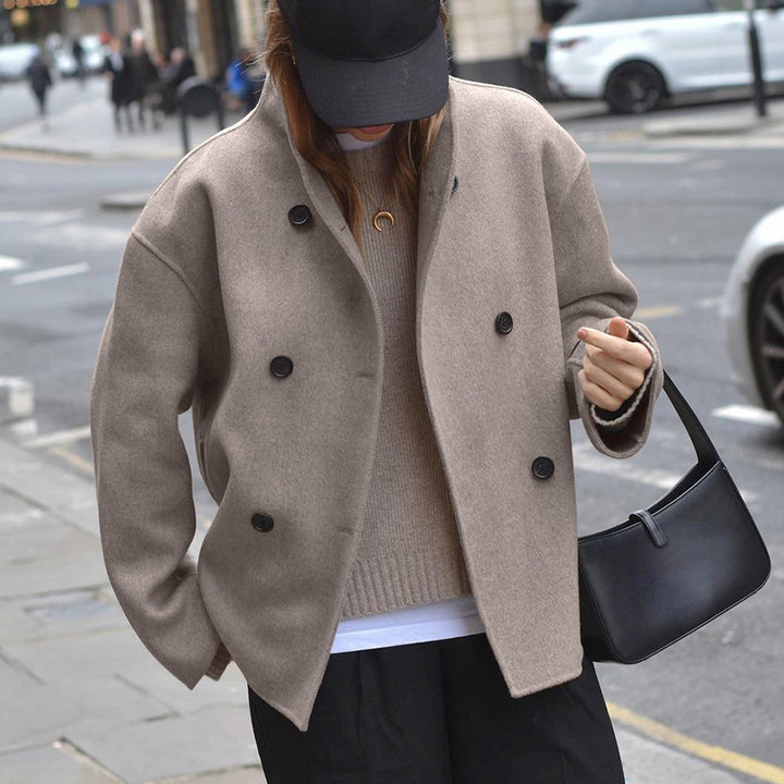 Damen Oversized Wolljacke mit doppelter Knopfleiste und lässigem Schnitt Drune