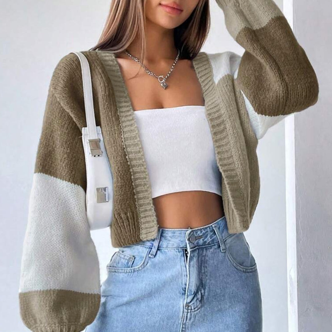 Damen lässiger Cardigan im modernen Farbblockdesign Drune