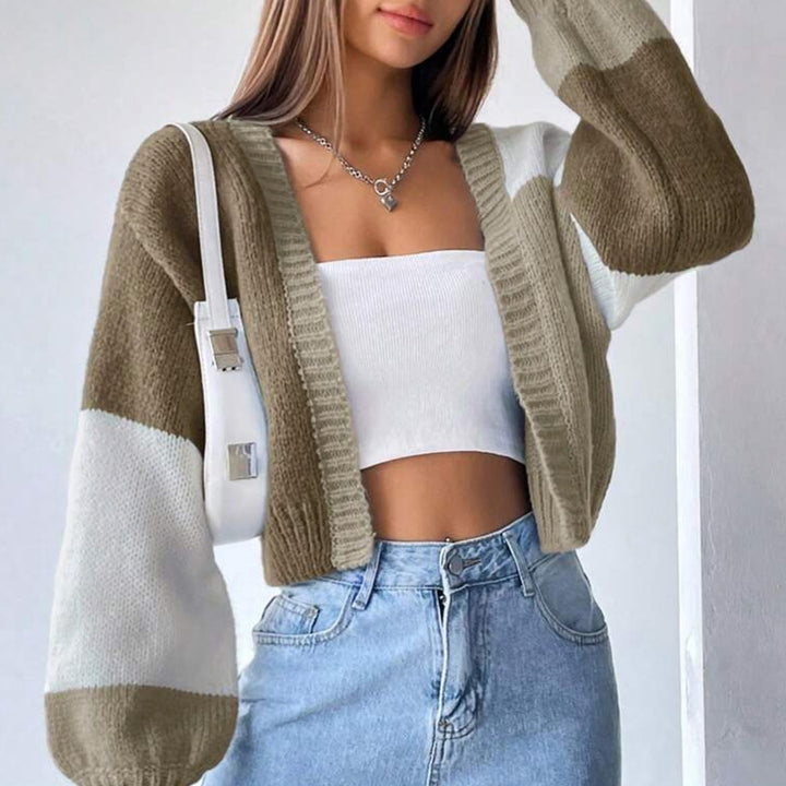 Damen lässiger Cardigan im modernen Farbblockdesign Drune