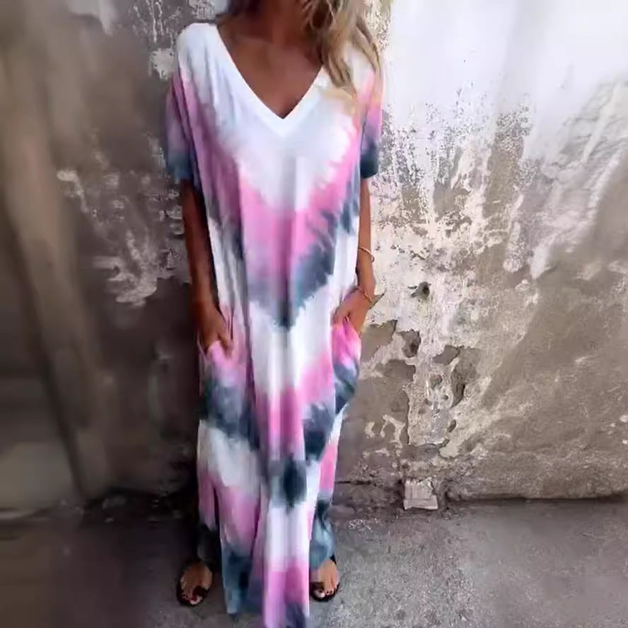 Damen Maxikleid mit lässigem V-Ausschnitt und praktischen Taschen Drune