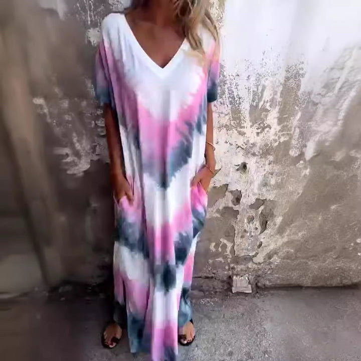 Damen Maxikleid mit lässigem V-Ausschnitt und praktischen Taschen Drune