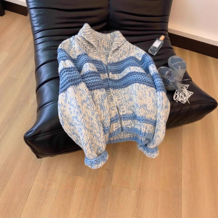Damen Strickjacke mit breiten Streifen und hochwertigem Reißverschluss Drune