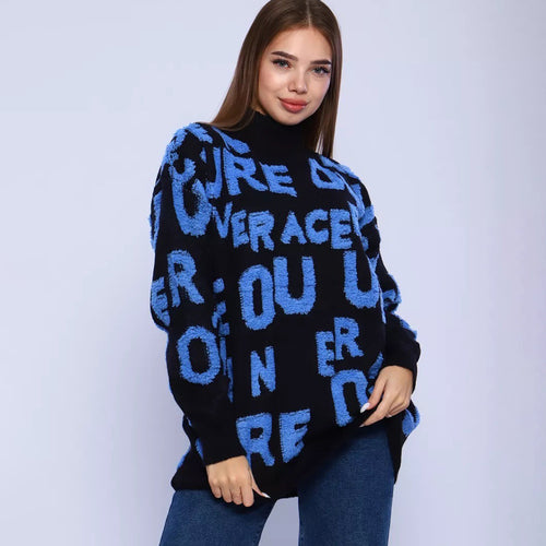 Damen modischer Statement-Pullover mit hohem Kragen und oversized Schnitt Drune