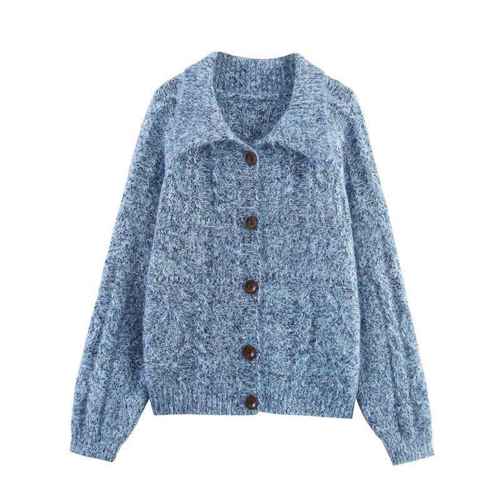 Damen Strickjacke mit modischem Kragen und Taschen Drune