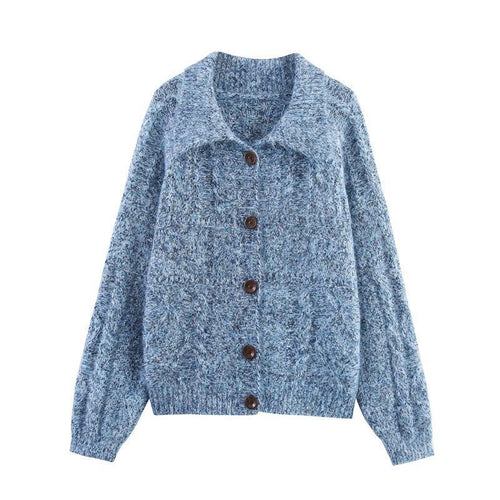 Damen Strickjacke mit modischem Kragen und Taschen Drune