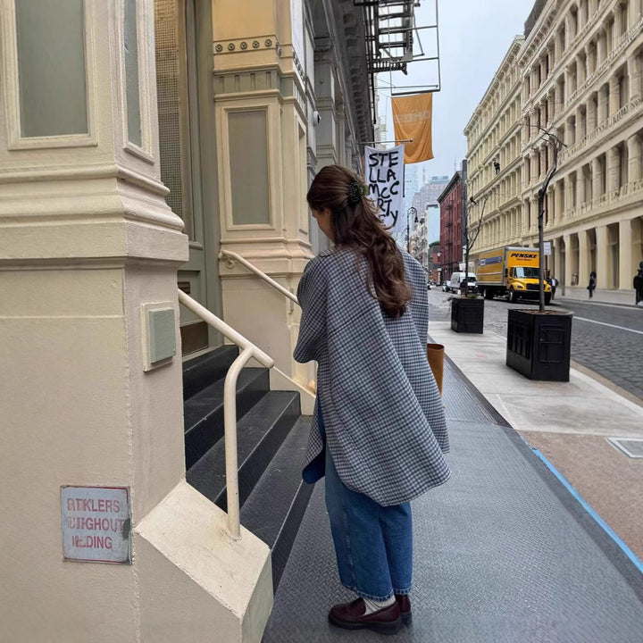 Damen modische Überwurfjacke mit großzügigen Taschen und strukturiertem Design Drune