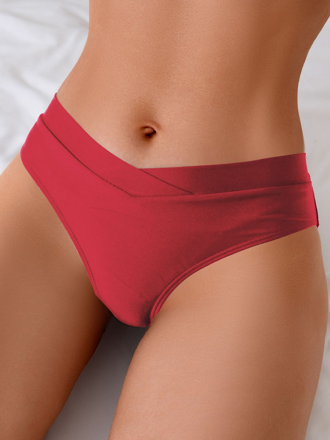 Damen Hoch taillierter Bikini-Slip mit modischem Wickelschnitt Drune