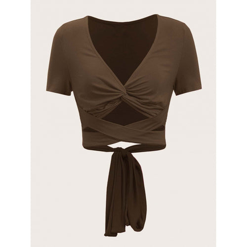 Damen Einseitig drapiertes Crop-Top mit Bindegürtel Drune